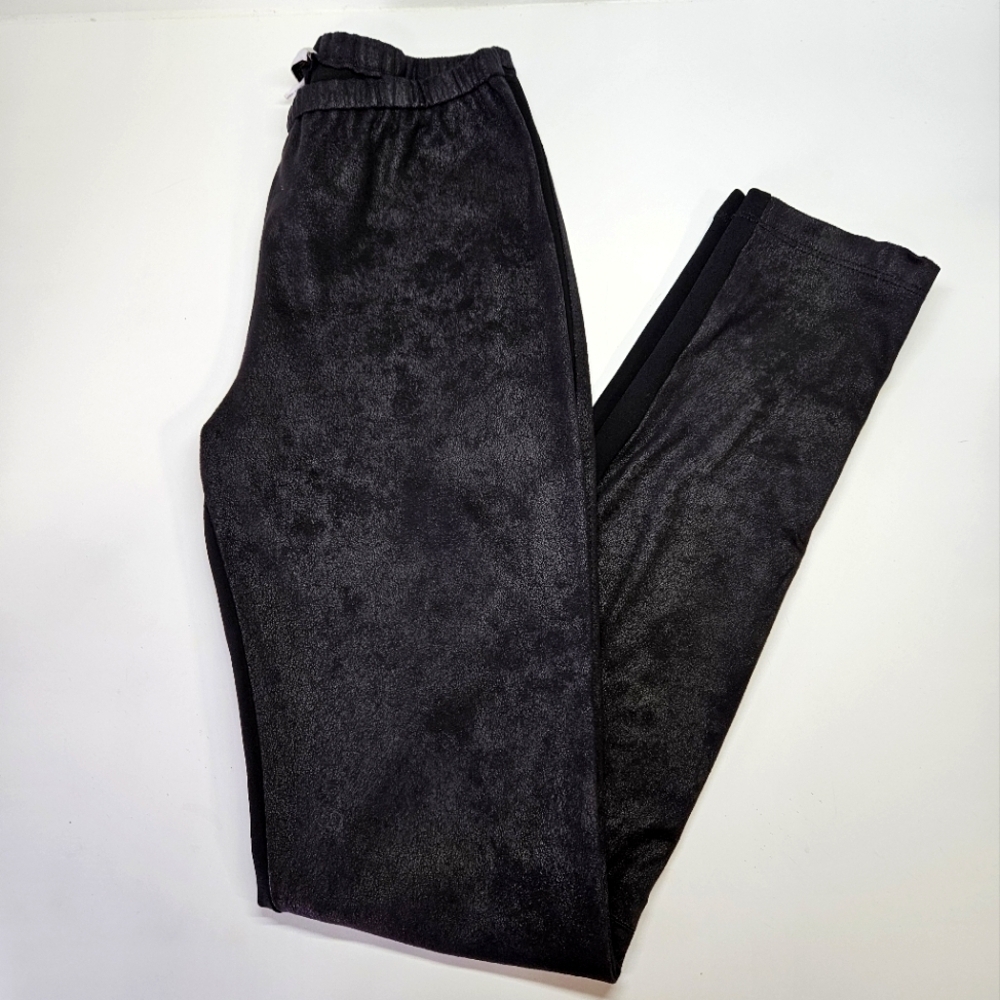 Emilio Pucci Black Moleskin Solid Black Leggings Pants Size 6 Made in Italy